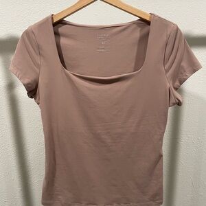 Elegant Dusty Pink Square Neck Tee